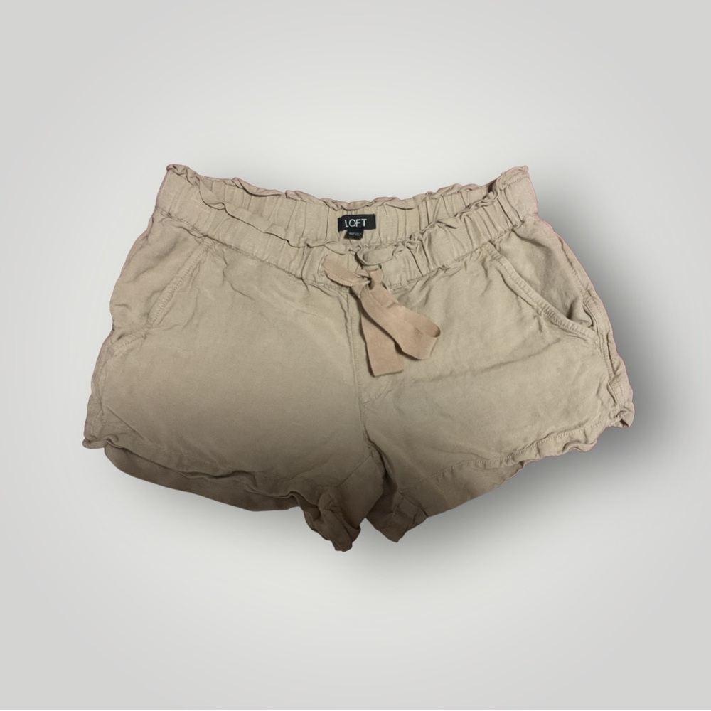Loft Casual Shorts‎ Dark Tan Paperbag High Rise Drawstring Pockets